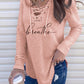 Printed Bandage V-Neck Long Sleeve T-Shirt