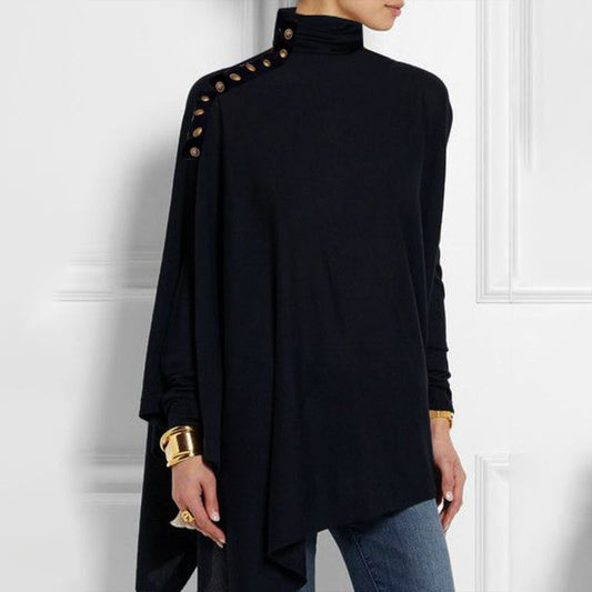 Black Plain Mock Neck Top