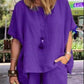 Women's Cotton Linen Casual Loose Two Piece Suit