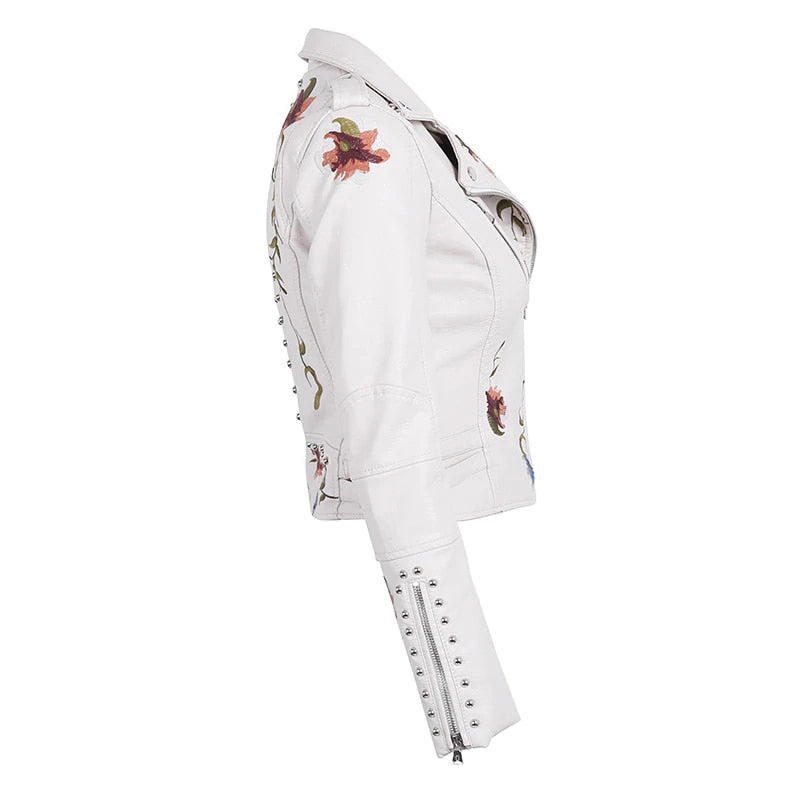 Roselia Flowered Leather Jacket
