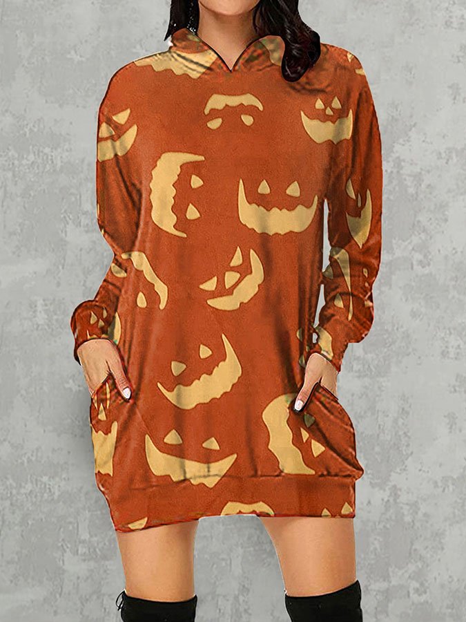 Halloween Pumpkin Print Hoodie