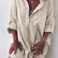 Ladies Cotton Linen Casual Loose Pocket Shirt