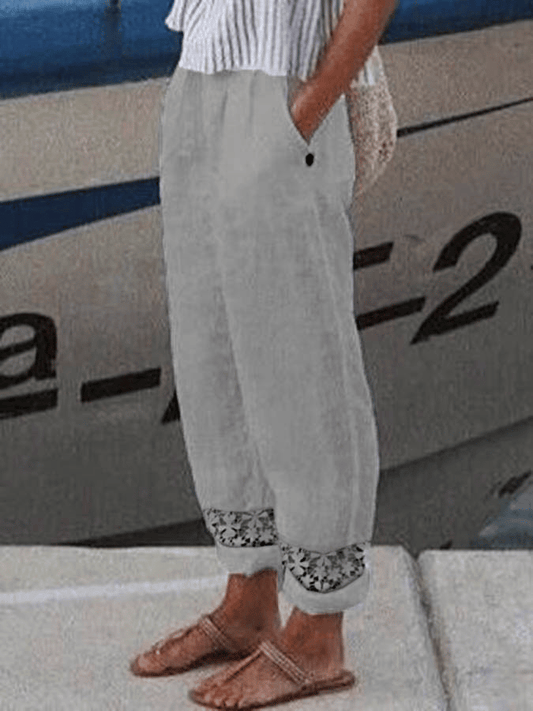 Linen And Cotton Lace Pocket Track Pants