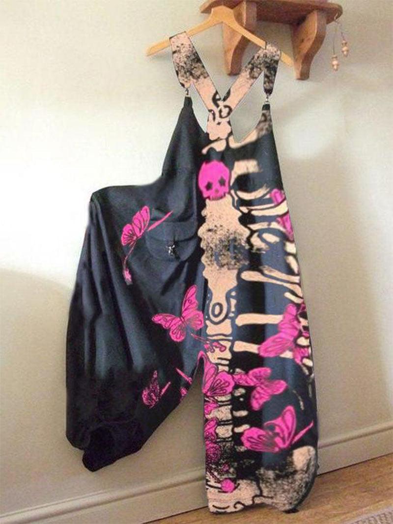 Punk Skull Printed Fashion Jumpsuit