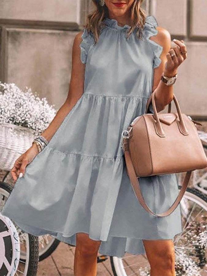 Women's Big Hem Ruffle Holiday A-Line Dress