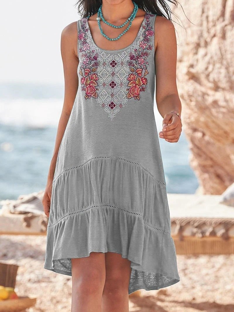 Printed Casual Sleeveless Dress