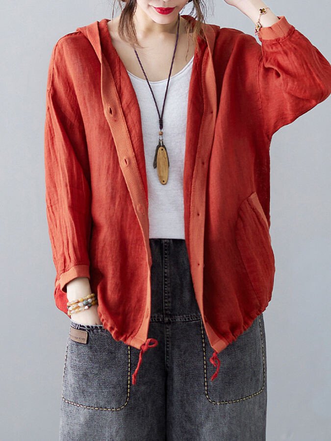 Women's Loose Casual Ramie Long Sleeve Shirt