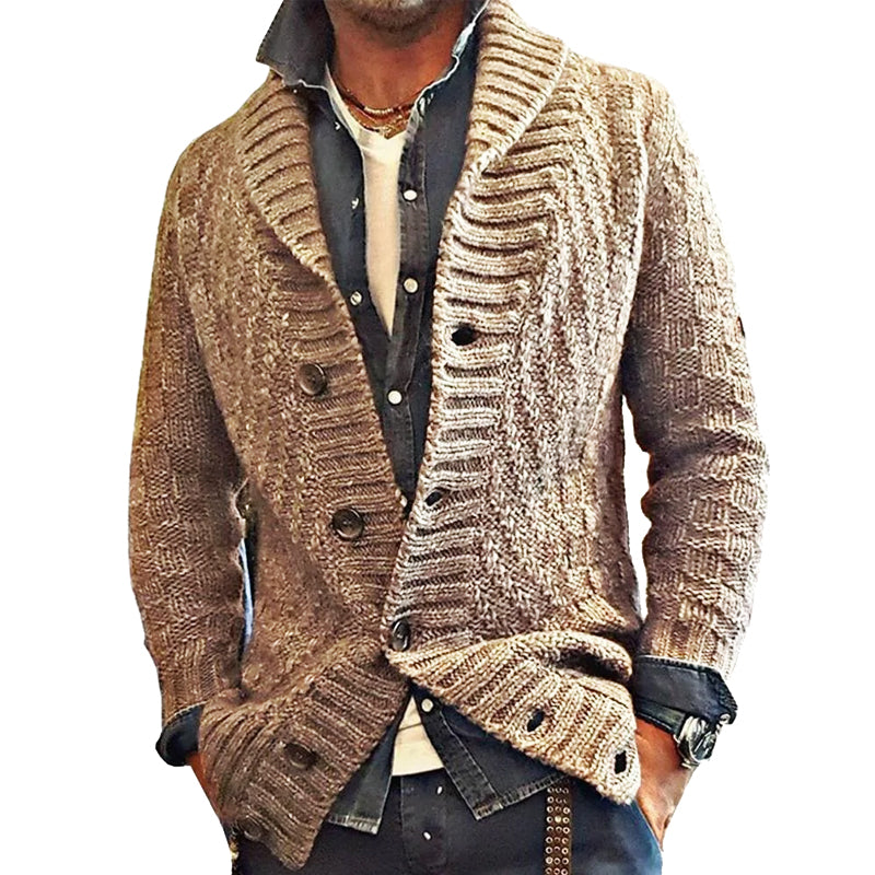 MEN'S VINTAGE LAPEL KNIT CARDIGAN JACKET  05701756X