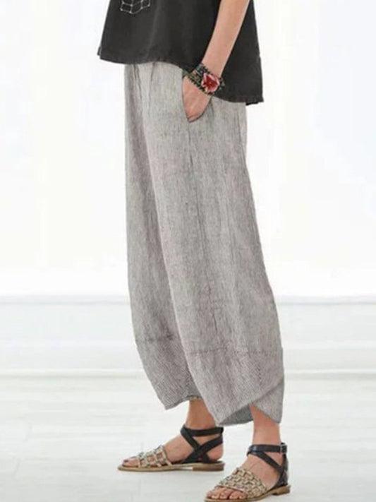 Ladies cotton linen casual trousers