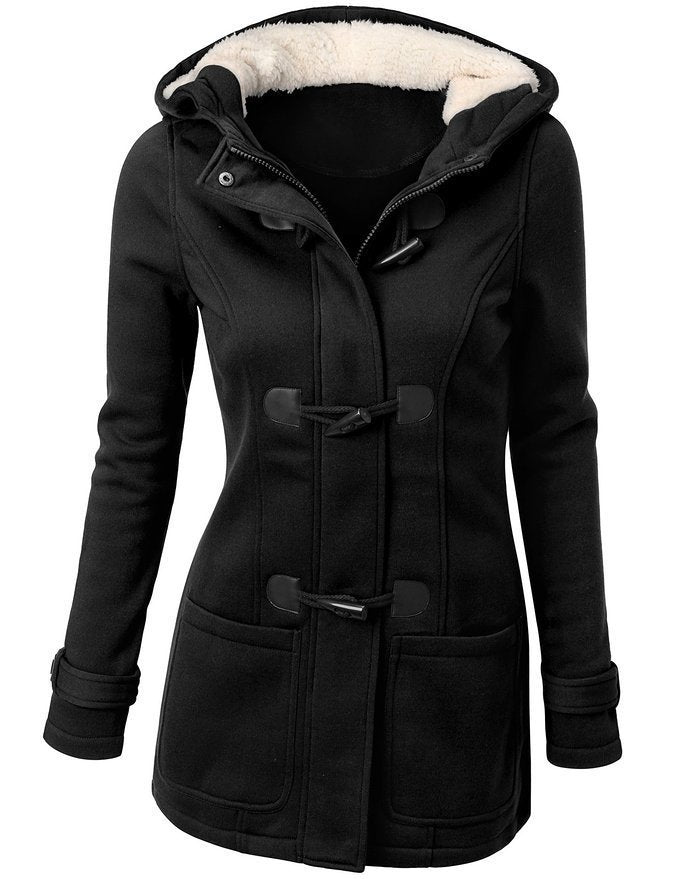 Casual Warm Plush Lined Hooded Jacket Coat