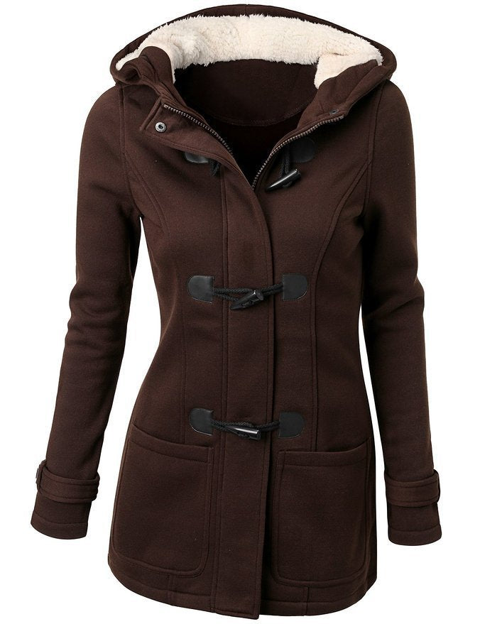 Casual Warm Plush Lined Hooded Jacket Coat