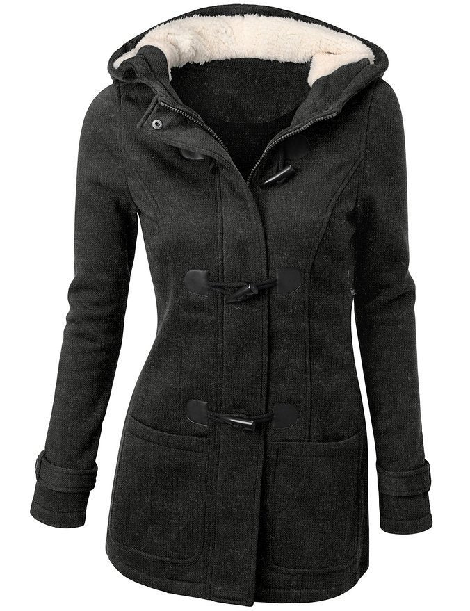 Casual Warm Plush Lined Hooded Jacket Coat