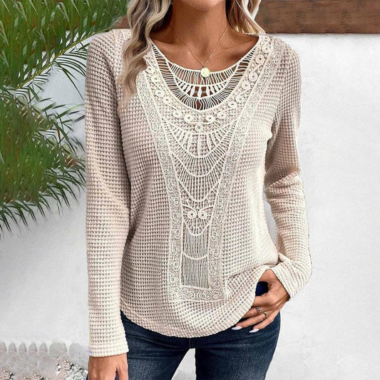 Beige Long Sleeve Plain Top