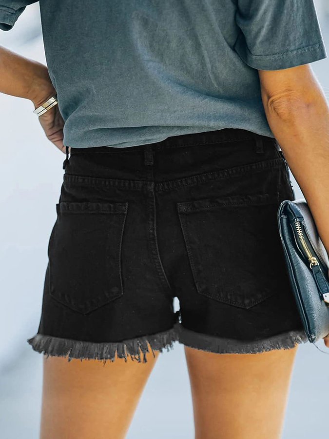 Women's Independence Day Shredded Pocket Denim Shorts