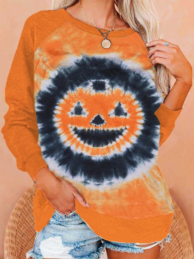 Women's Halloween Pumpkin Tie Dye Sweatshirt