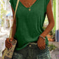 Women's Simple Solid Color V-neck Cover Sleeve Loose Tee