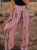 Vintage Tie Dye Print High Waist Wide Leg Casual Pants