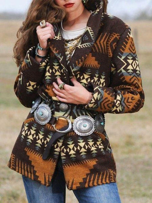 Western Ethnic Style Geometric Vintage Coat