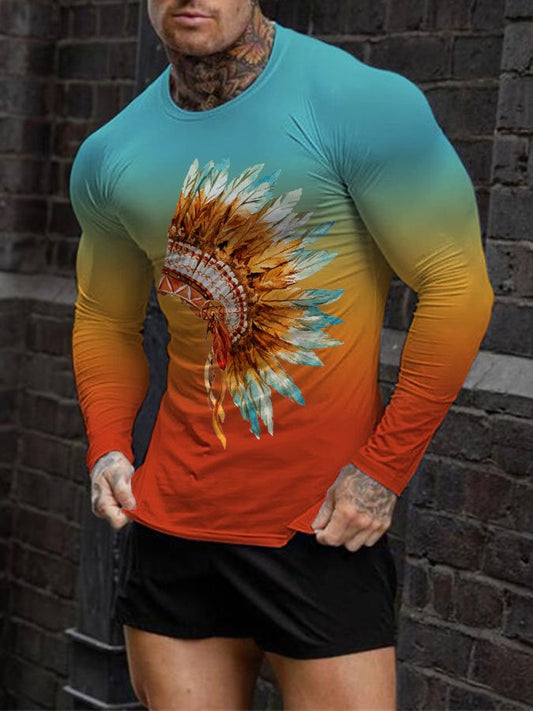 Men's Western Print Casual Tee Shirt