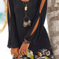 Floral Long Sleeves Split Sleeve Above Knee Dress