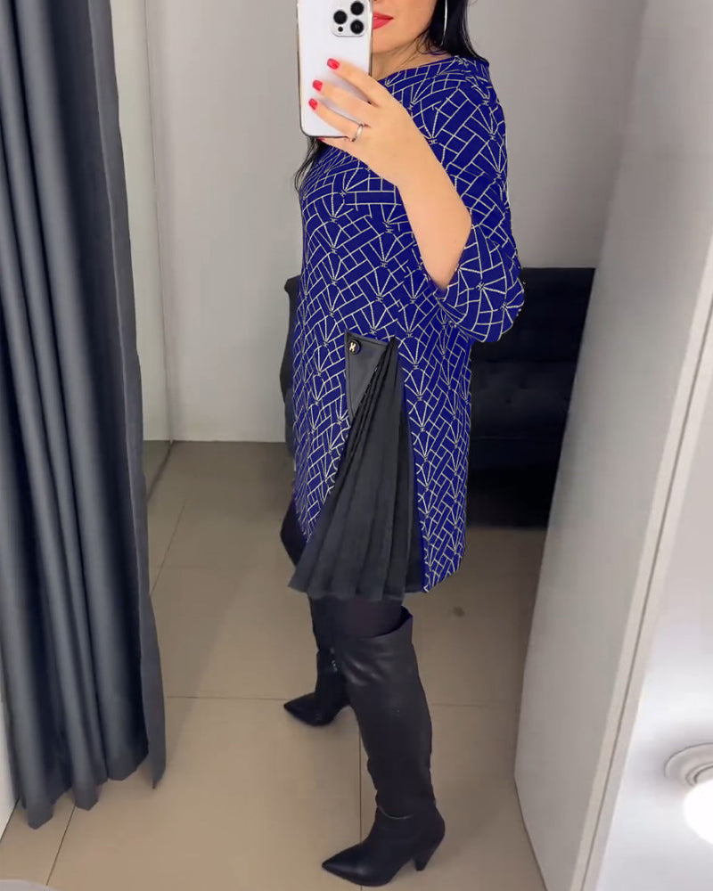 Round neck line printed dress