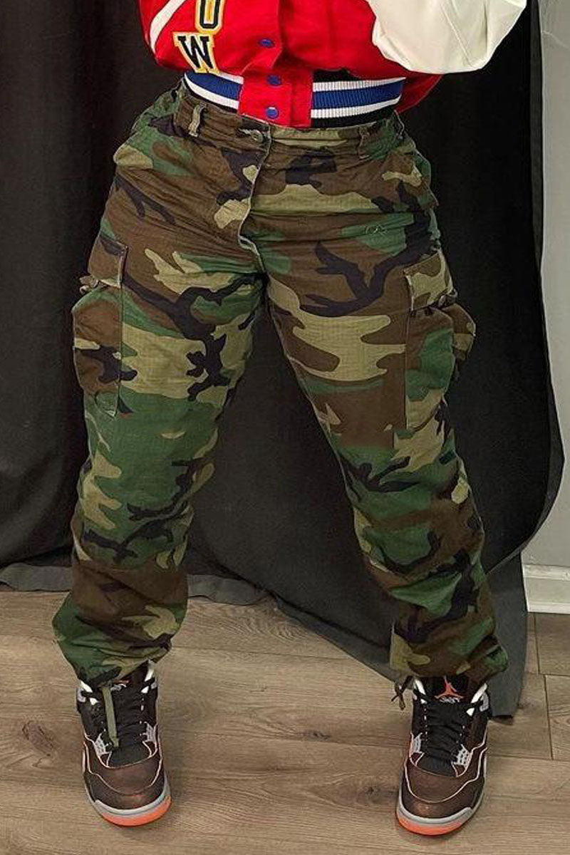 Camouflage Print Plus Size Pants
