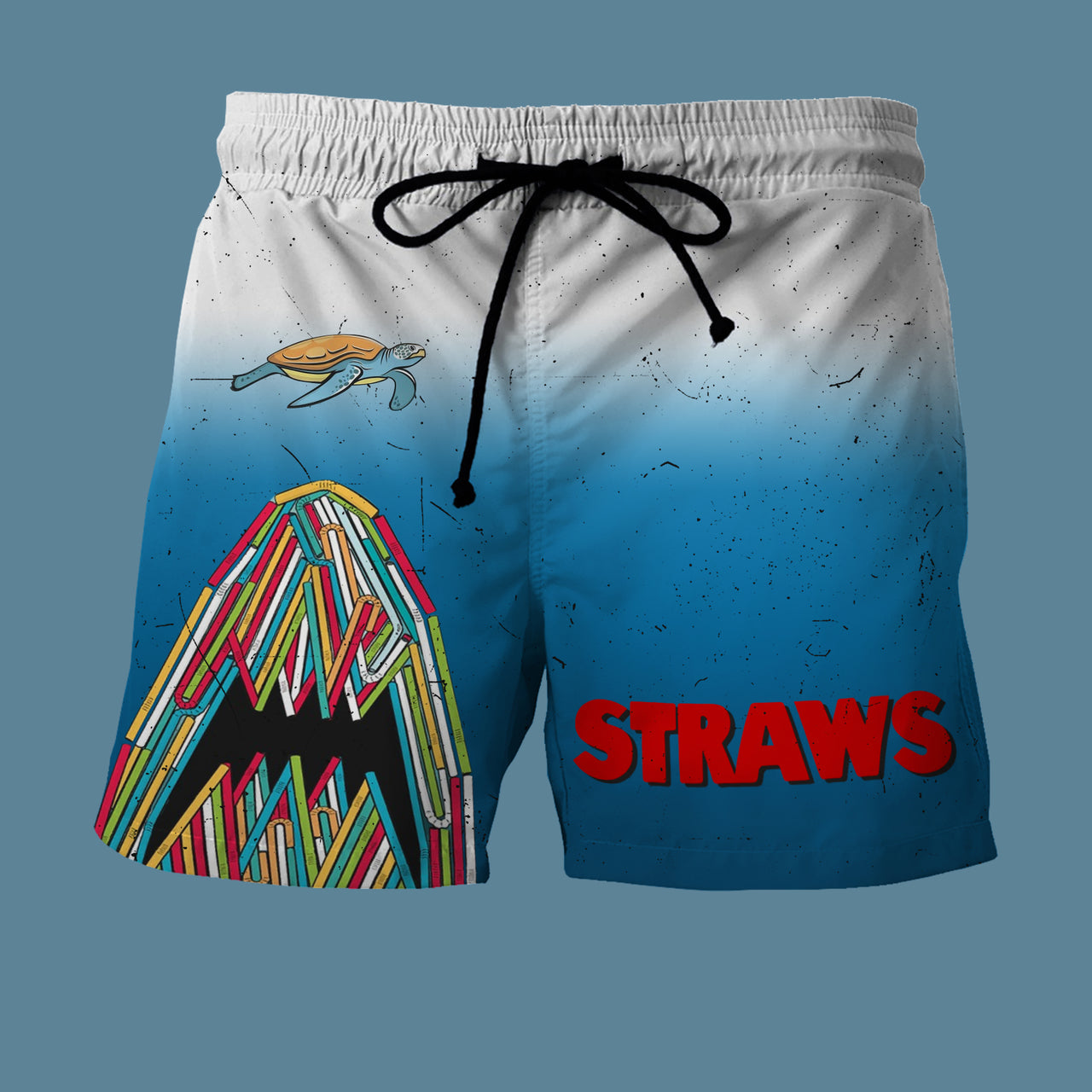 Shark Straws Custom Beach Shorts - Swim Trunks