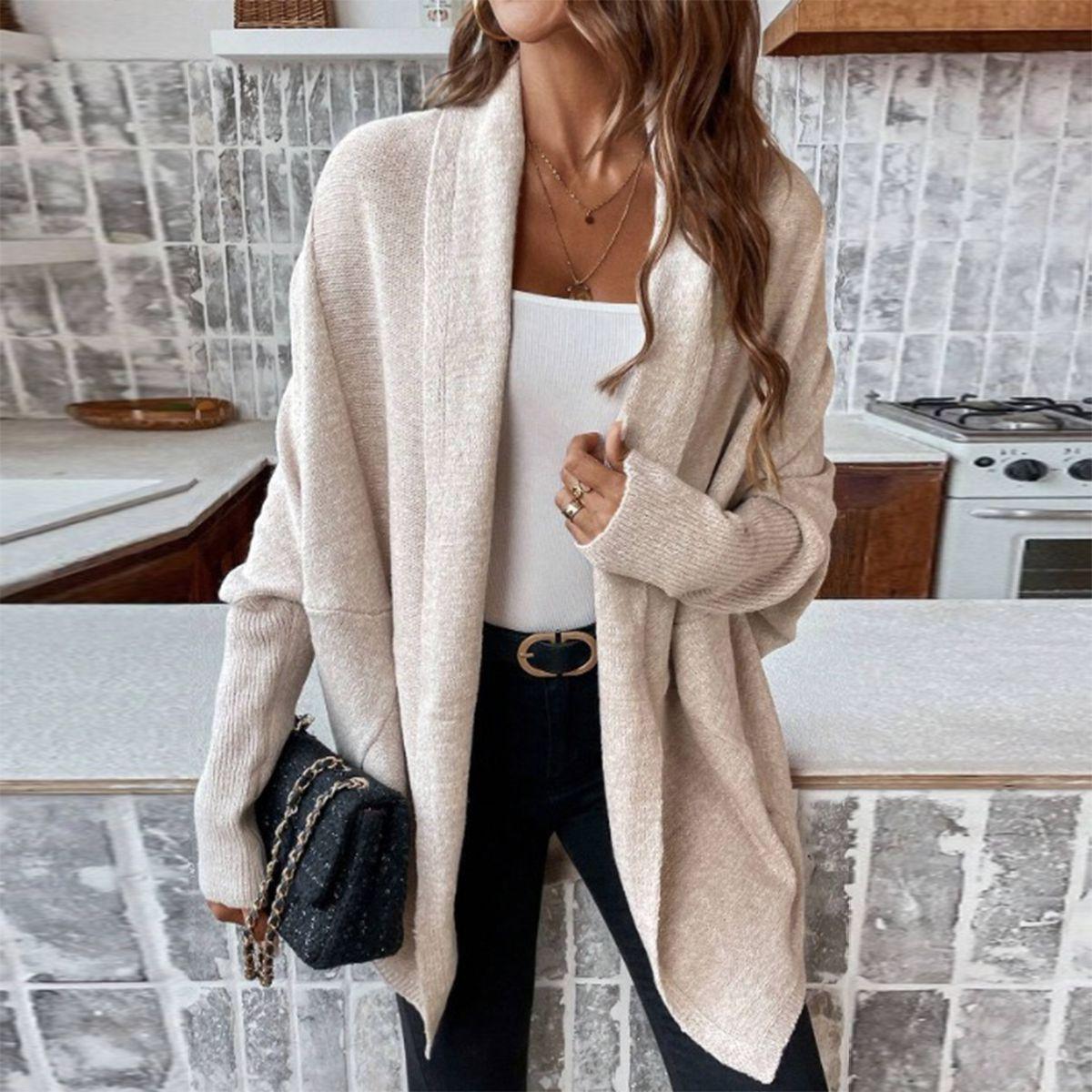 Apricot Long Sleeve Plain Cardigan