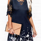 Printed Cold Shoulder Lace-sleeve Dress