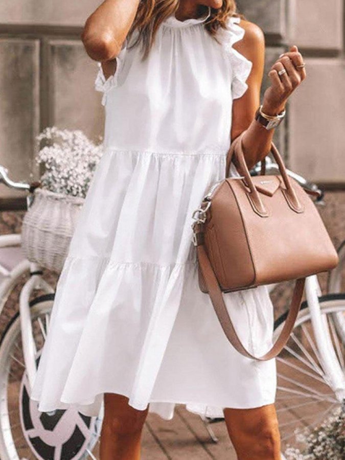 Women's Big Hem Ruffle Holiday A-Line Dress