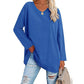 Loose long sleeve fashion V-neck knit top