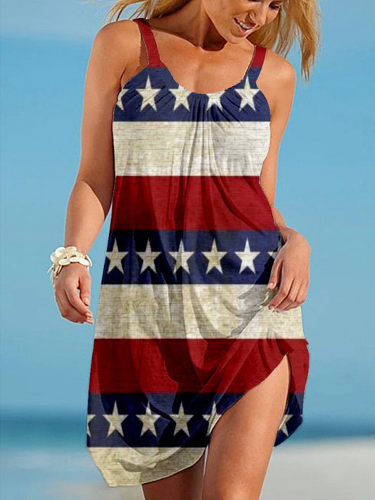 Flag Print Slip Dress