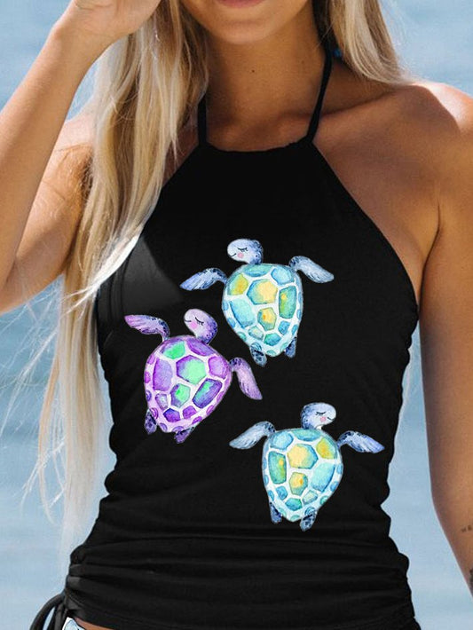 Turtle Vacation Print Bikini Set