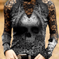Punk Skull Lace Panel Top