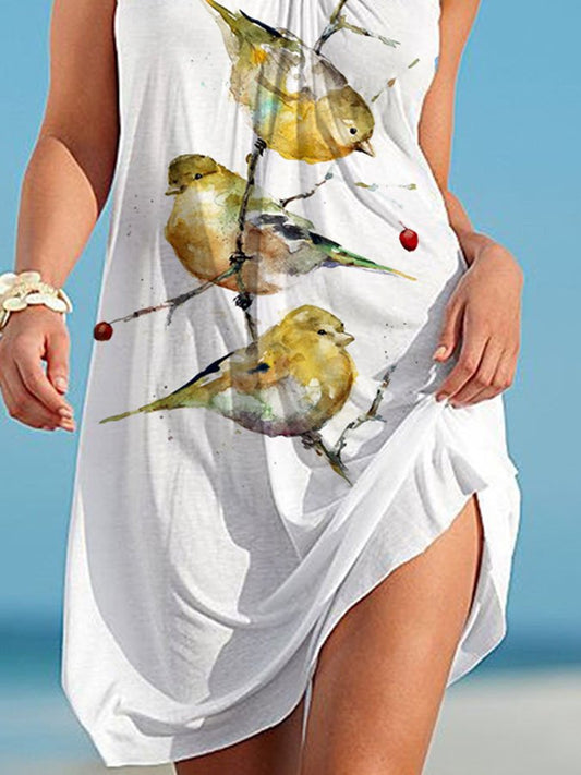 Bird Print Slip Dress