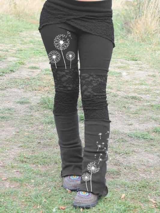 Women's Dandelion Print Retro Pants