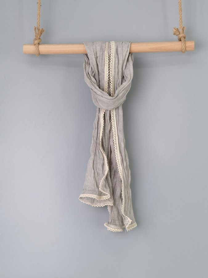 Women's Solid Lace Cotton Scarf