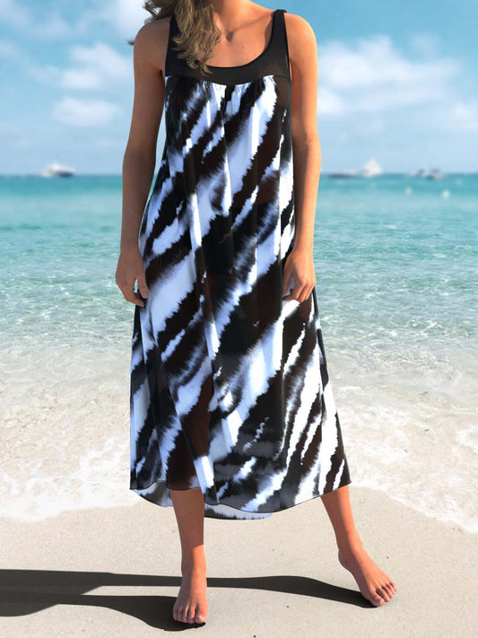 Black Tie Dye Print Cover Up