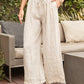 Solid Color Frayed Design Linen Casual Pants