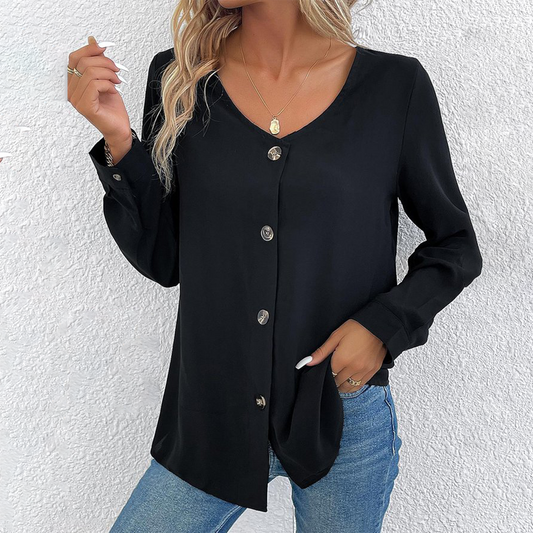 Black Long Sleeve Plain Top