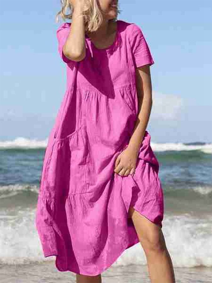 Loose Crew Neck Midi Dress