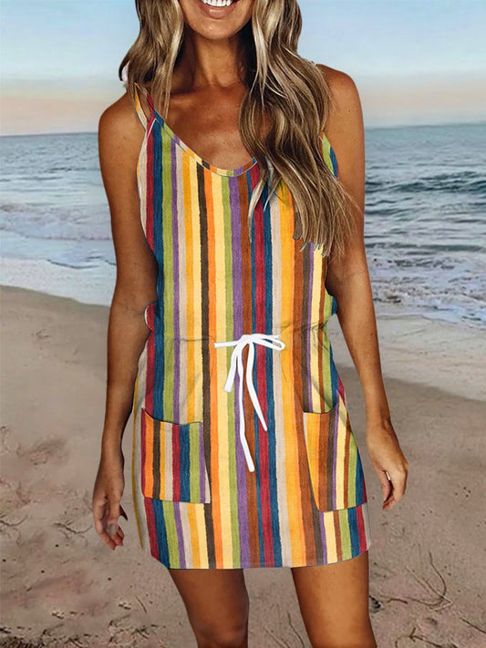 Striped Print Slip Dress