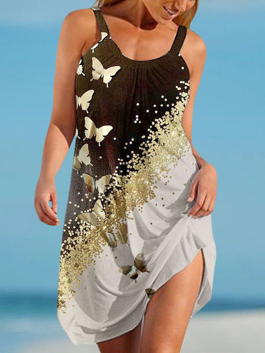 Butterfly Print Slip Dress