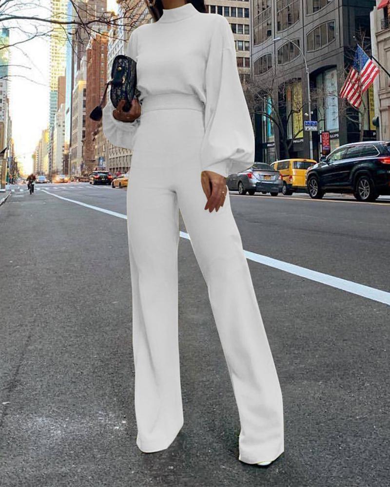High Neck Open Back Casual Jumpsuit