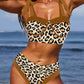 Fashion Leopard Colorblock Print Swimsuit Set