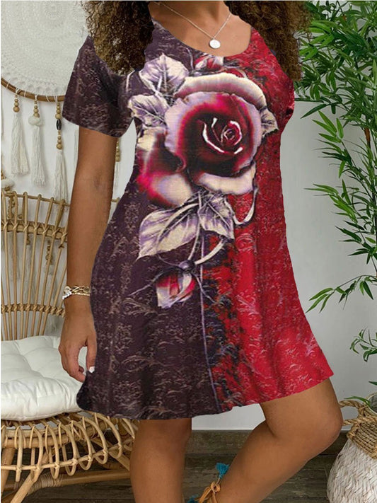 Floral Printed Short Sleeve Dress