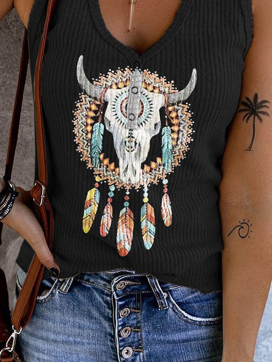 Vintage Western Print Vest