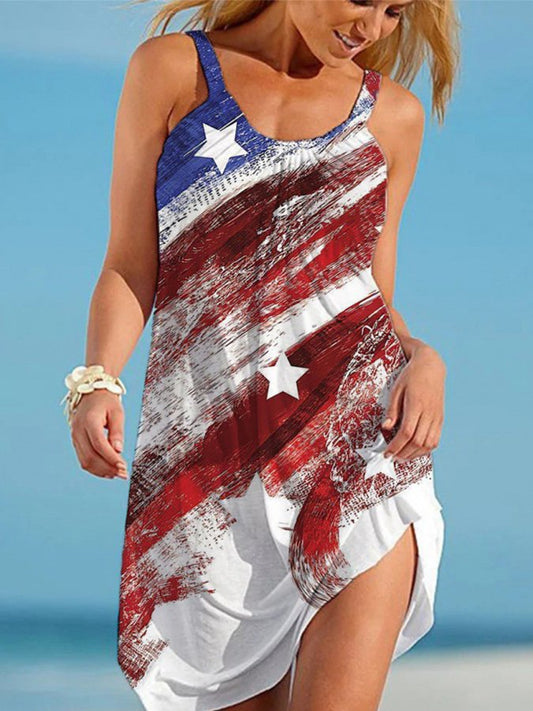 Flag Print Slip Dress