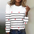 Heart Navy Stripe Long Sleeve Top