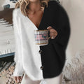 Fuzzy Color Block Long Sleeve Sweater